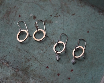 Labradorite Yellow Gold Fill & Sterling Silver Halo Danglys