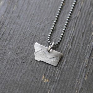 Small Montana Mountain Pendant Necklace Oxidized Sterling Silver