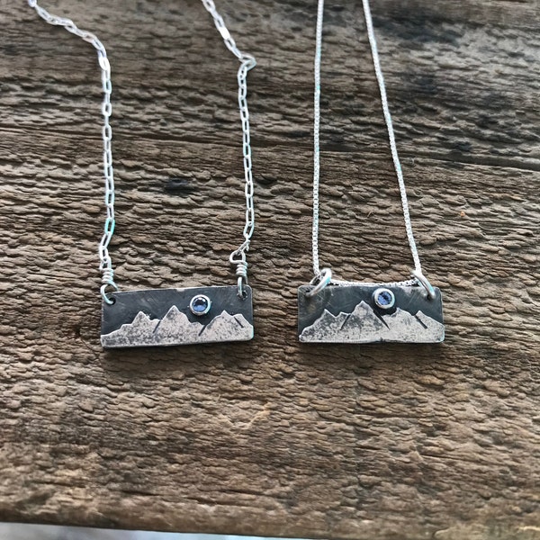 Montana Yogo Sapphire & Sterling Silver Mountain Necklace