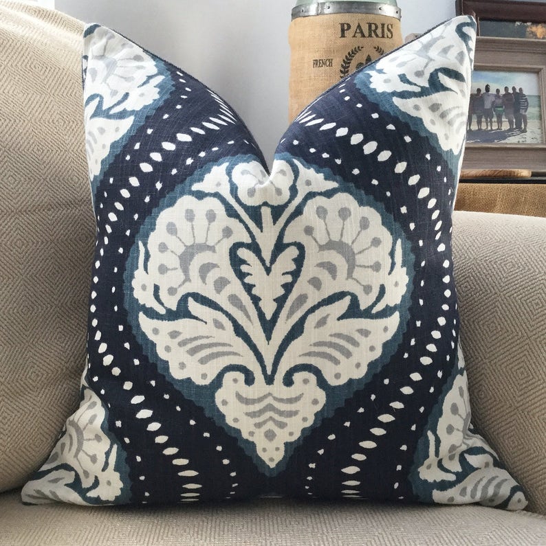 Kavali Ogee Midnight Blue Pillow Cover Robert Allen Etsy
