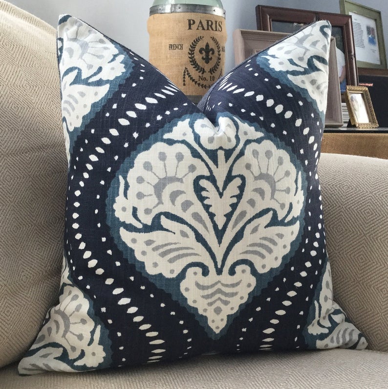Kavali Ogee Midnight Blue Pillow Cover Robert Allen Etsy
