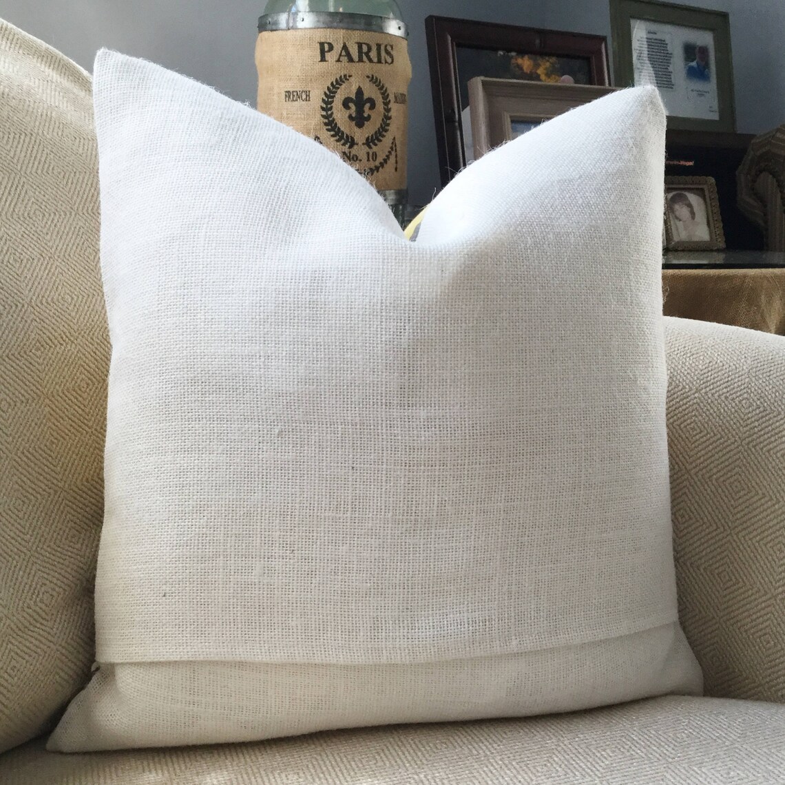 Burlap bow pillow cover 18x18 Etsy