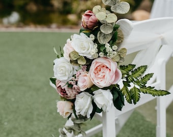 Boho Wedding Aisle Swags, Blush Ivory Wedding Pew Floral, Floral Accents for Wedding Guest Chairs,Wedding Aisle Flowers, Wedding Centerpiece