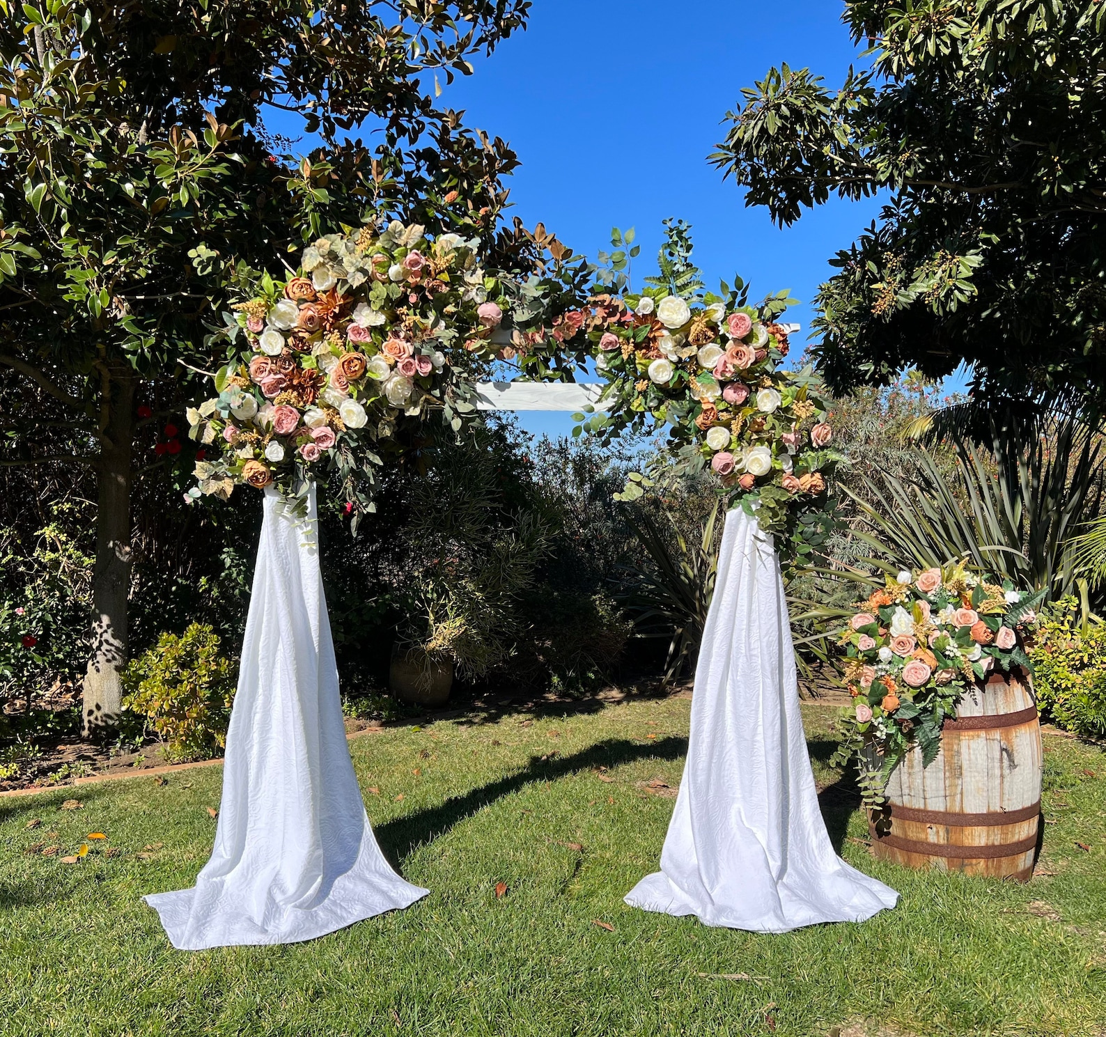 Ivory Dusty Rose Wedding Arch Flowers, Customized Wedding Arbor Chuppah ...