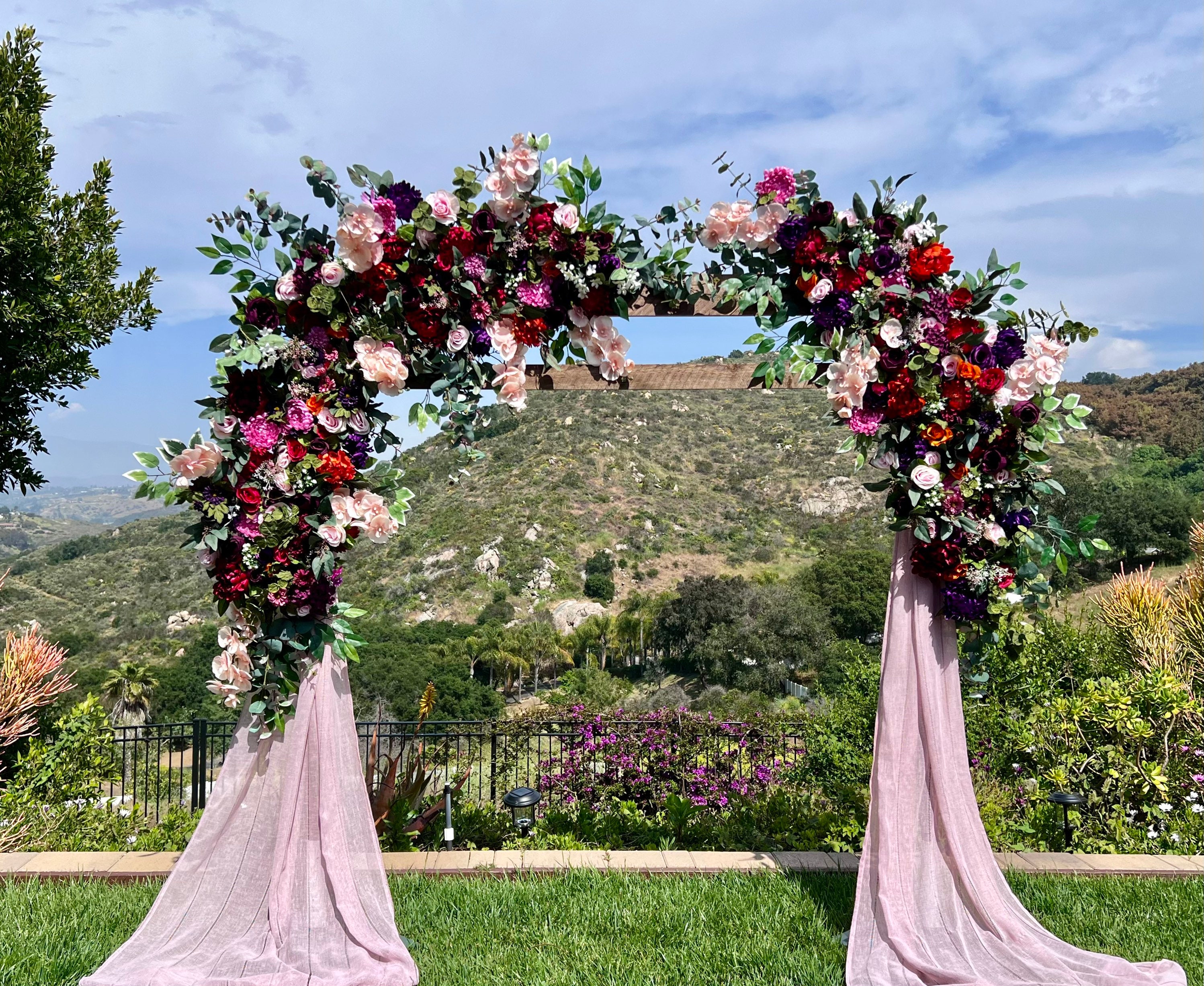 Jewel Tone and Blush Wedding Arch Flowers, Custom Wedding
