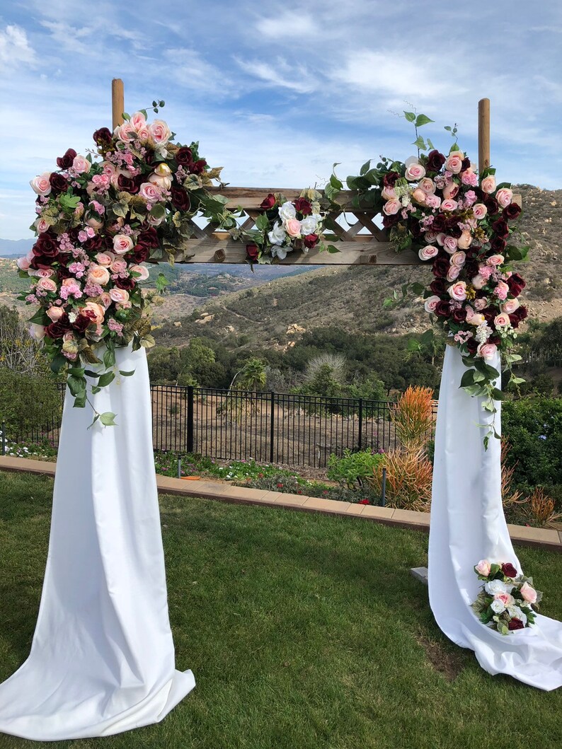 Burgundy Blush Wedding Arch Flower Package Burgundy Weddings Etsy