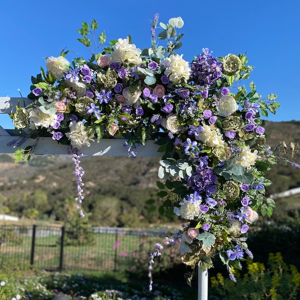 Lavender Wedding Arch Flower Swag, Mantle, Stairway, Circle Hexagon Arch Flowers, Wedding Arbor Garland, Vineyard Event Floral, Custom Swags