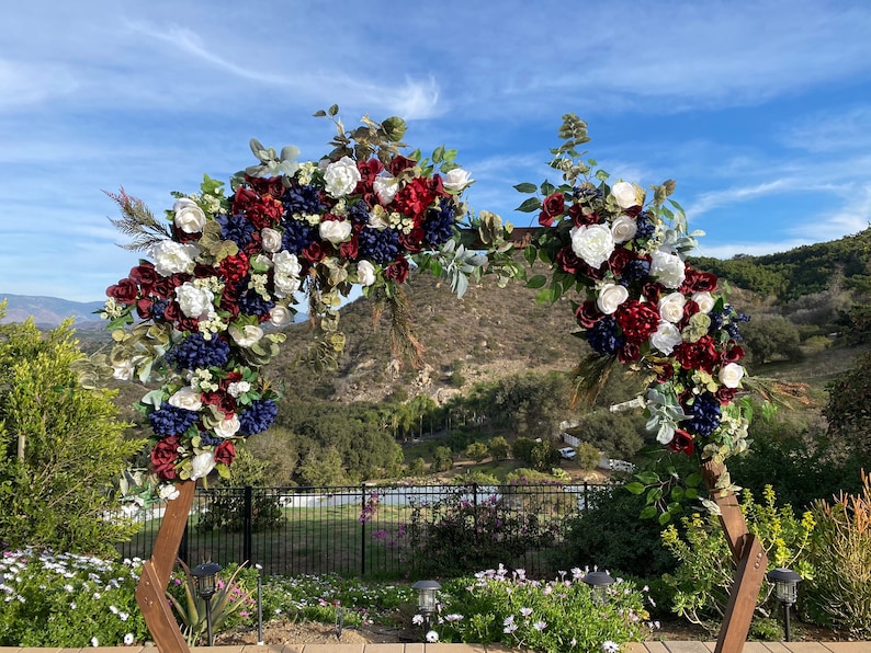 Burgundy Navy Wedding Arch Flowers Wedding Arch Flowers image 5