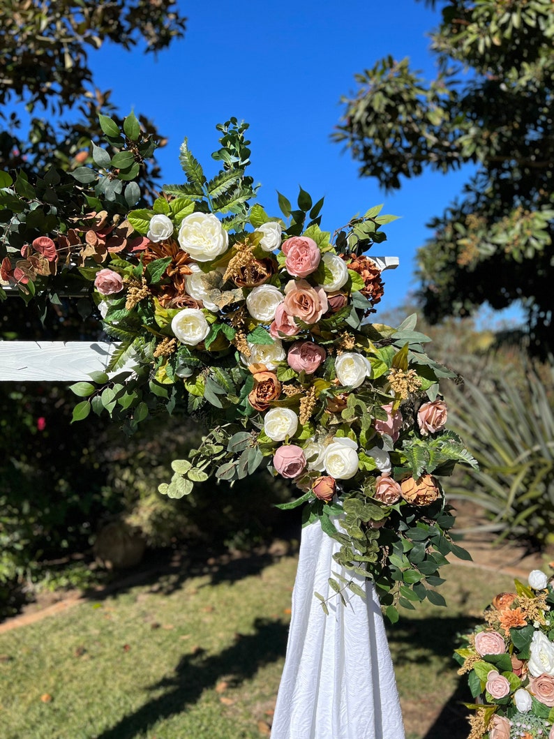 Ivory Dusty Rose Wedding Arch Flowers, Customized Wedding Arbor Chuppah ...