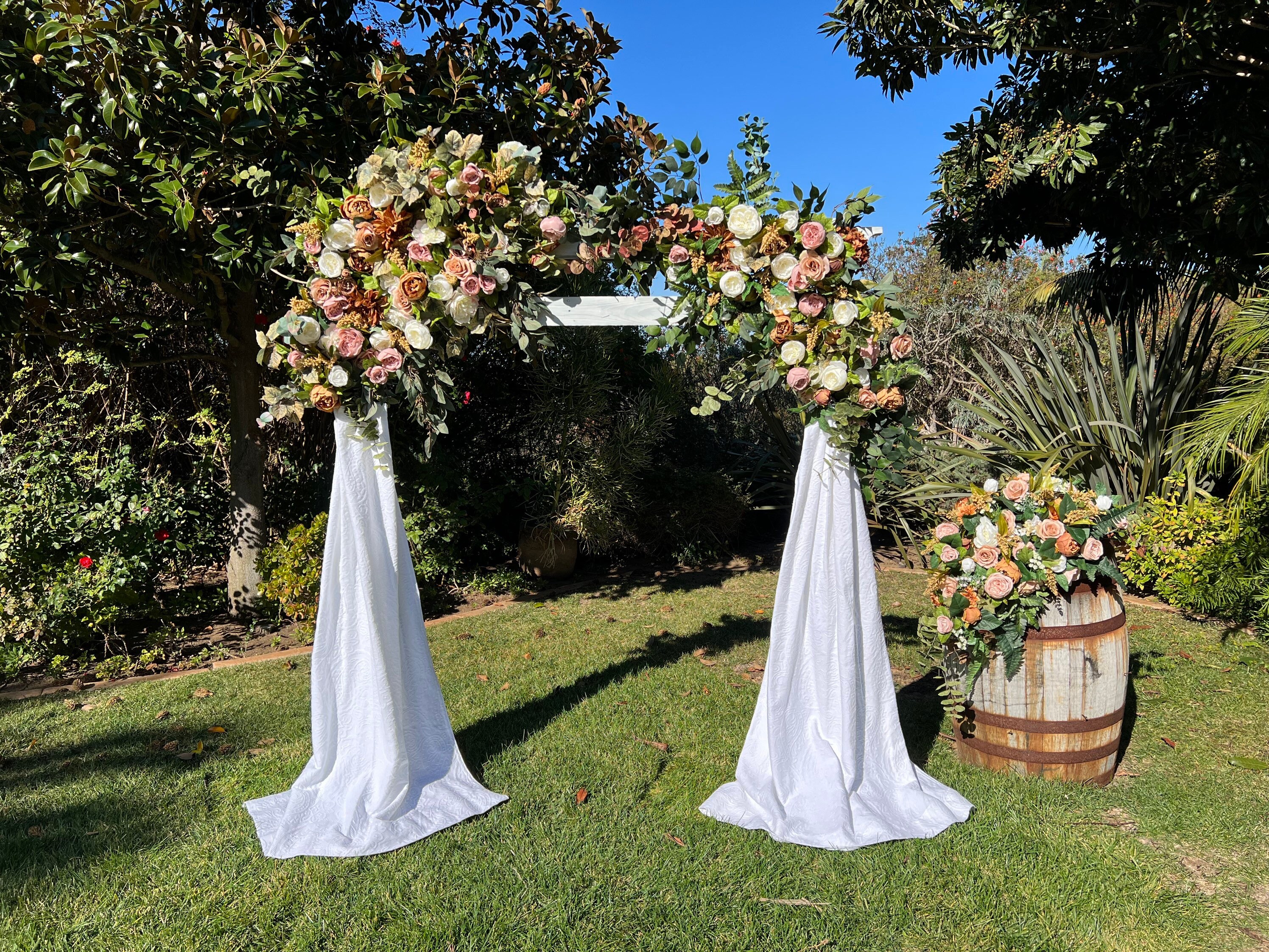 Ivory Dusty Rose Wedding Arch Flowers, Customized Wedding Arbor Chuppah ...