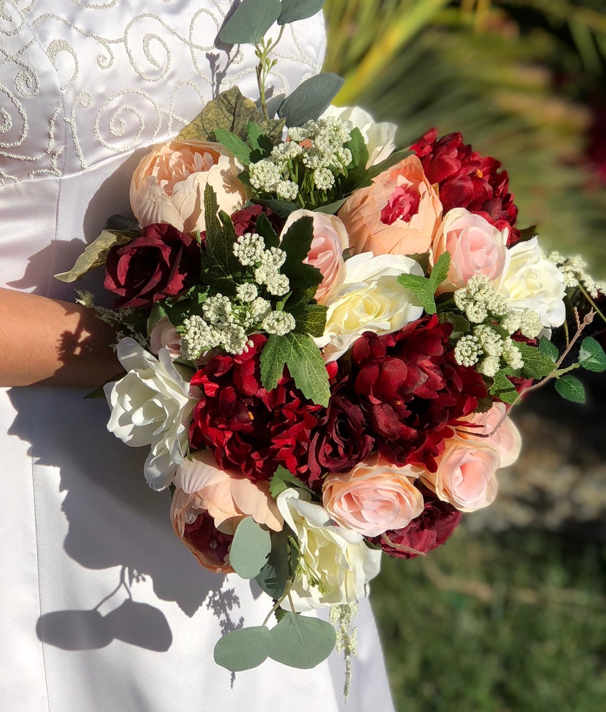 Elegant Burgundy Silk Wedding Bouquet Faux Bouquets Burgundy Etsy