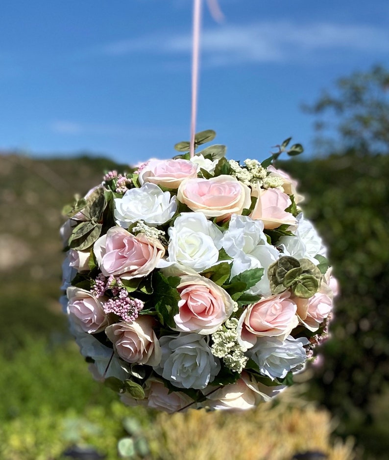 Blush Kissing Flower Ball Wedding Aisle Pew Flower Balls Etsy