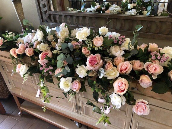 Sweetheart Table Flowers, Cascading Centerpiece, Blush Weddings