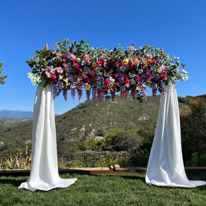 Rainbow Pink Fuchsia Lavender Gold Wedding Ceremony Arch Flower Package, Event Floral Decor, Custom Flower Arrangement, Flower Photo Wall image 2