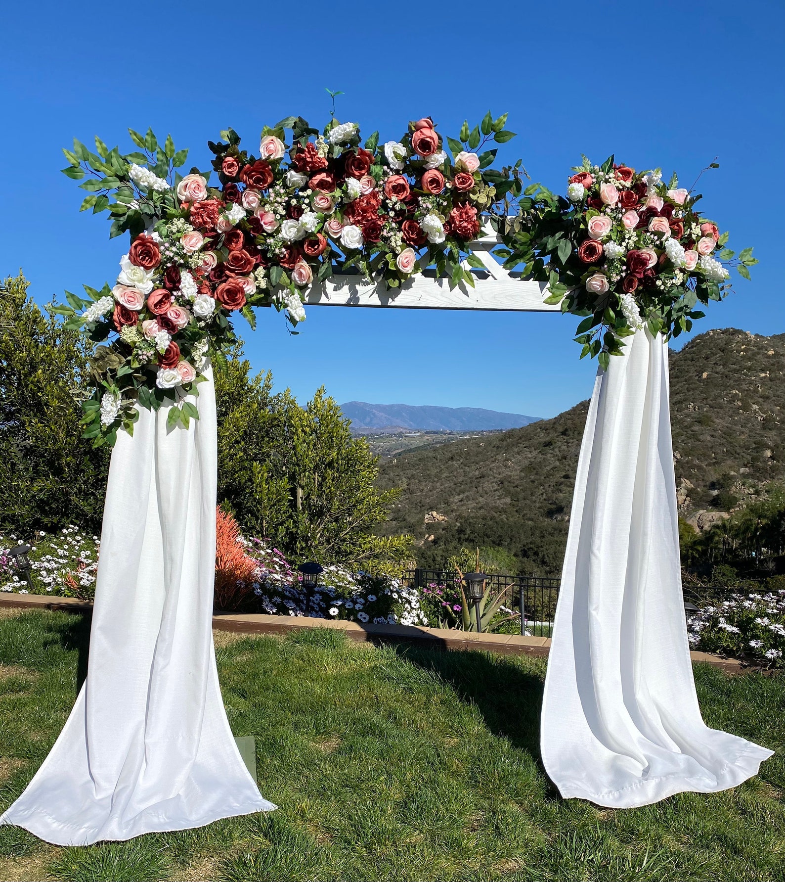 Burgundy/Cinnamon/Blush/White Wedding Arch Swags Wedding Etsy