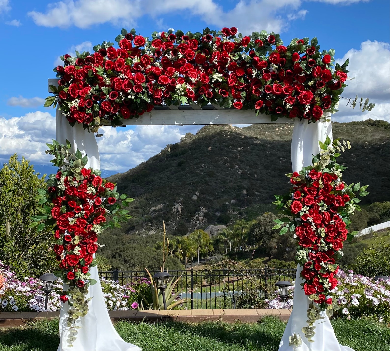 Red Rose Wedding Arch Swags, Red Wedding Flower Package, Circle Arch ...