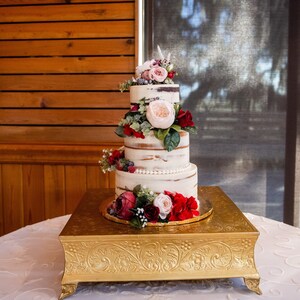 Cascading Wedding Cake Flower Package in Burgundy Navy, Set of Three Floral Wedding Cake Decor, Three Tier Wedding Cake Flowers, Weddings image 3