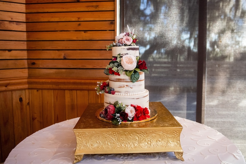 Cascading Wedding Cake Flower Package in Burgundy Navy, Set of Three Floral Wedding Cake Decor, Three Tier Wedding Cake Flowers, Weddings image 3