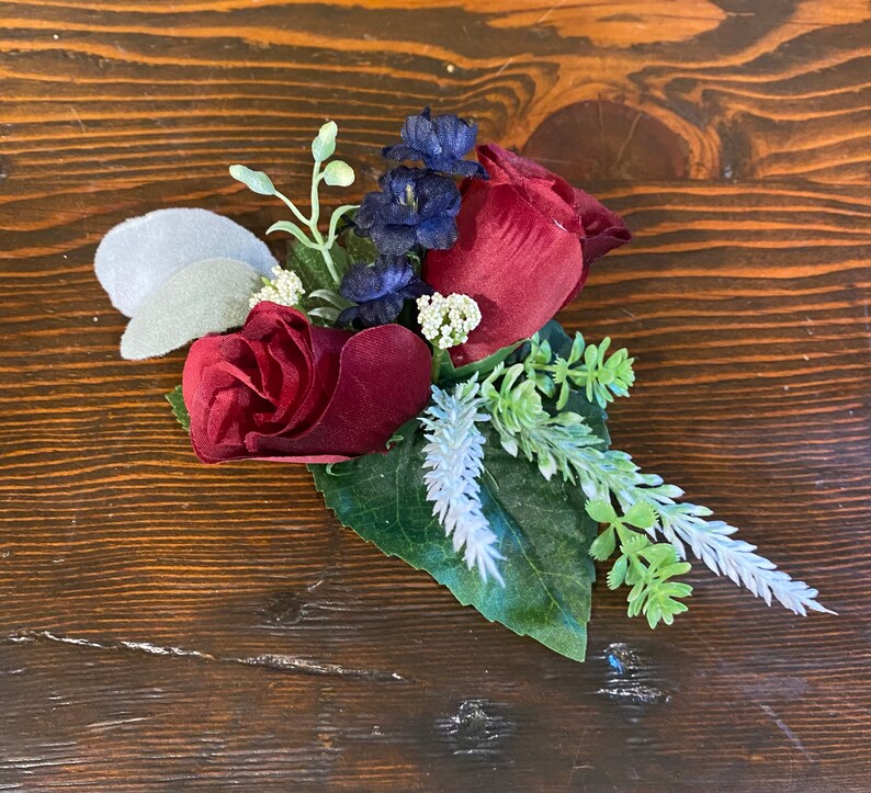 Cascading Wedding Cake Flower Package in Burgundy Navy, Set of Three Floral Wedding Cake Decor, Three Tier Wedding Cake Flowers, Weddings image 7