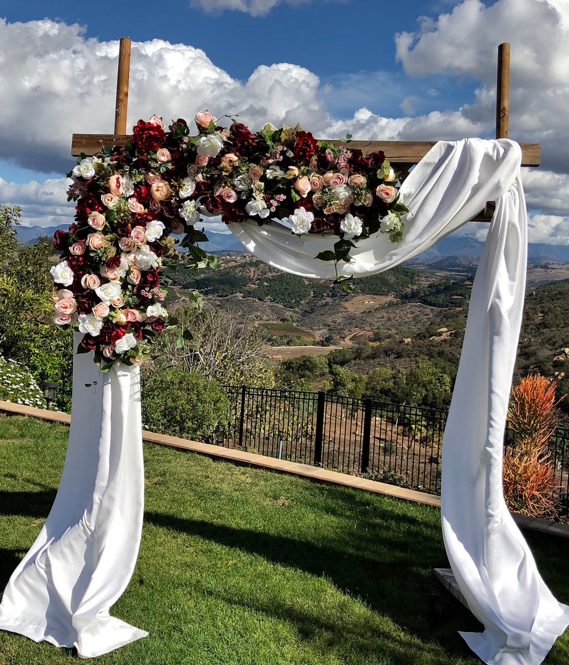 Burgundy Blush Wedding Ceremony Arch Wedding Arch Flowers | Etsy
