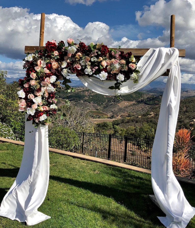 Burgundy Blush Wedding Ceremony Arch Wedding Arch Flowers Etsy