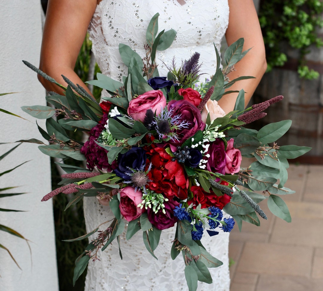 Jewel Tone Wedding Bouquets, Custom Moody Bridal Flowers, Bridesmaid ...