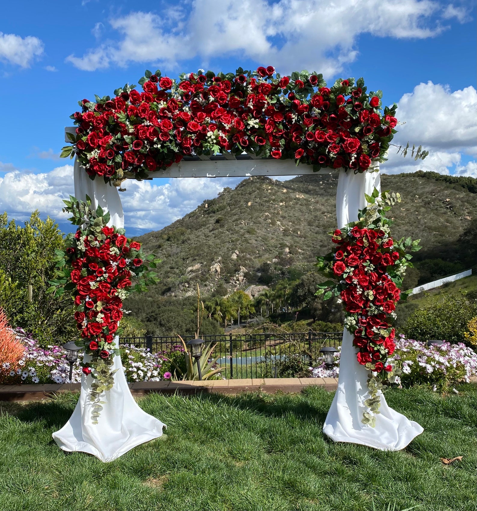 Red Rose Wedding Arch Swags Red Wedding Flower Package Etsy
