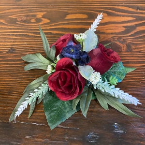 Cascading Wedding Cake Flower Package in Burgundy Navy, Set of Three Floral Wedding Cake Decor, Three Tier Wedding Cake Flowers, Weddings image 4