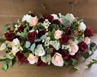 Wedding Centerpiece, Burgundy Blush Sweetheart Table Flowers, Burgundy Blush Wedding, Boho Sweetheart Table Flowers, Wedding Ceremony Arch