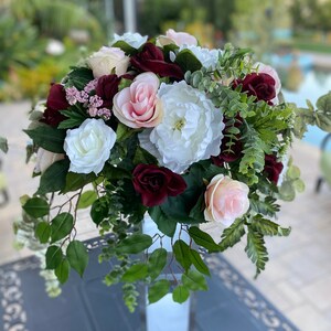Wedding Centerpiece Burgundy Blush White Wedding Centerpiece Etsy