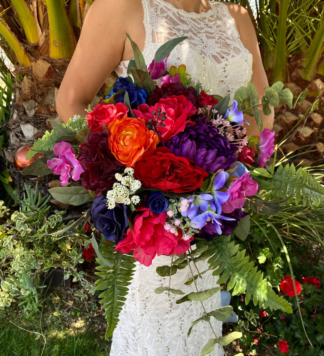 Jewel Tone Peony Wedding Bouquets, Custom Purple Red Blue Orange Bridal  Flowers, Bouts, Bridesmaid Bouquet, Boho Jewel Tone Bridal Bouquets - Etsy, image size:1080x1187