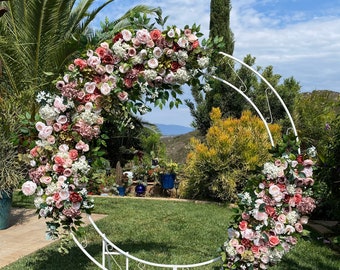 Blush Wedding Circle Ceremony Arch Flowers, Circle Wedding Flowers, Round Arch Flowers,  Wedding Arch Decor, Lux Round Circle Floral Swag