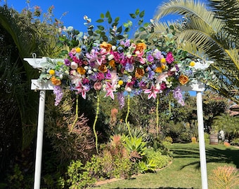 Whimsical Wildflower Wedding Ceremony Floral Arch Swag, Custom Wedding Arbor Flowers, Multicolor Pastel Wedding Arch Flowers, Vineyard Swags