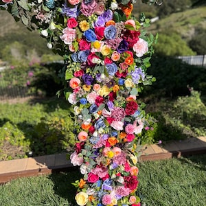 Whimsical Boho Rainbow Wedding Arch Flowers, Custom Event Flowers, Photo Wall Floral, Multi Color Wedding Archway, Party Decor Arrangements image 4