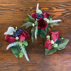 Cascading Wedding Cake Flower Package in Burgundy Navy, Set of Three Floral Wedding Cake Decor, Three Tier Wedding Cake Flowers, Weddings image 8