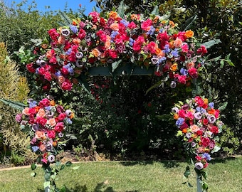 Jewel Tone Wedding Arch Flowers, Wedding Flower Package, Circle Arch Flower Swags, Red Purple Orange Wedding Flowers, Lux Wedding Arbor Swag