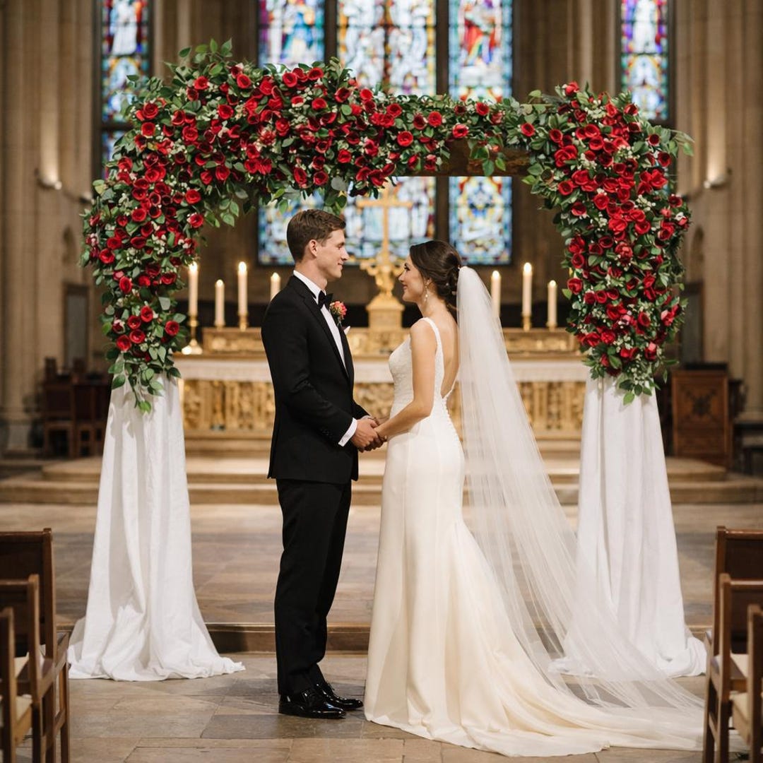 Luxury Scarlet Red Rose Wedding Ceremony Flowers, Red Floral Wedding ...