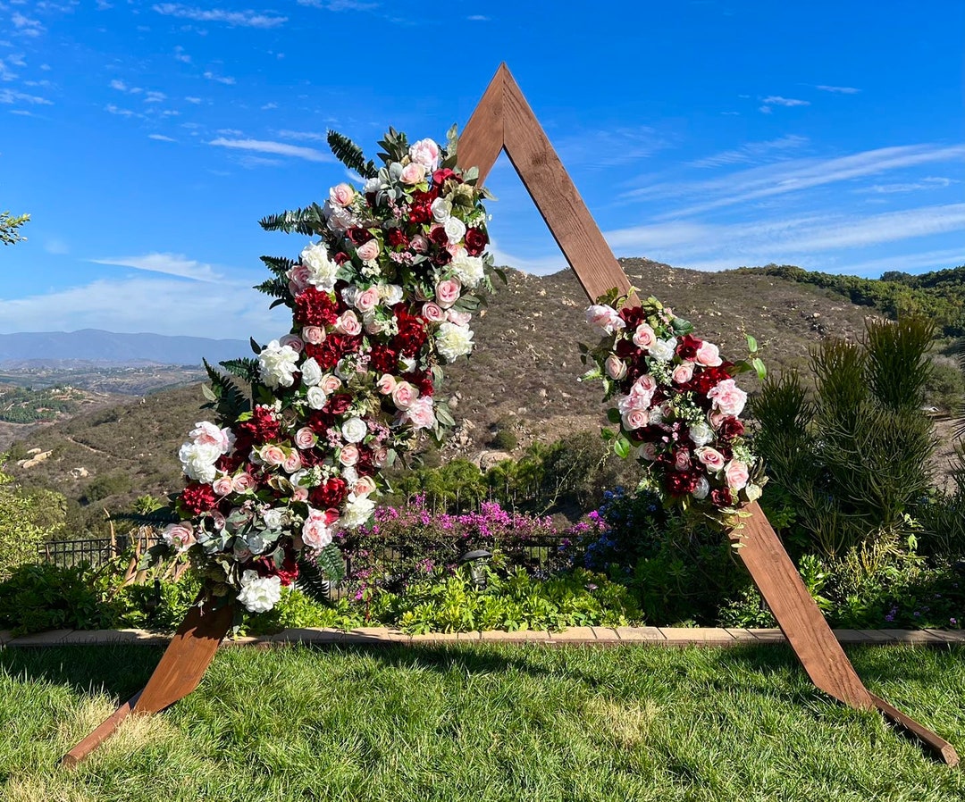 Burgundy Blush Wedding Ceremony Arch Flowers, Triangle Hexagon Circle ...