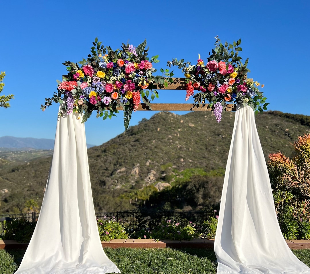 Whimsical Rainbow Wildflower Wedding Ceremony Floral Arch, Custom ...