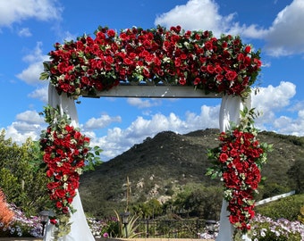 Red Rose Wedding Arch Swags, Red Wedding Flower Package, Circle Arch Flower Swags, Red Wedding Flowers, Wedding Arbor Swag, Event Floral