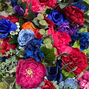 A Custom Listing Reserved for Hanna, Jewel Tone Wedding Half Moon Arch Flowers, Wedding Flower Package, Circle Arch Flower Swags