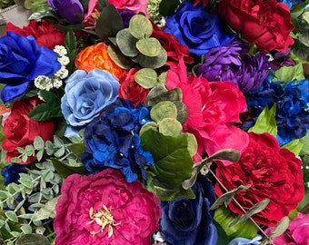 A Custom Listing Reserved for Hanna, Jewel Tone Wedding Half Moon Arch Flowers, Wedding Flower Package, Circle Arch Flower Swags