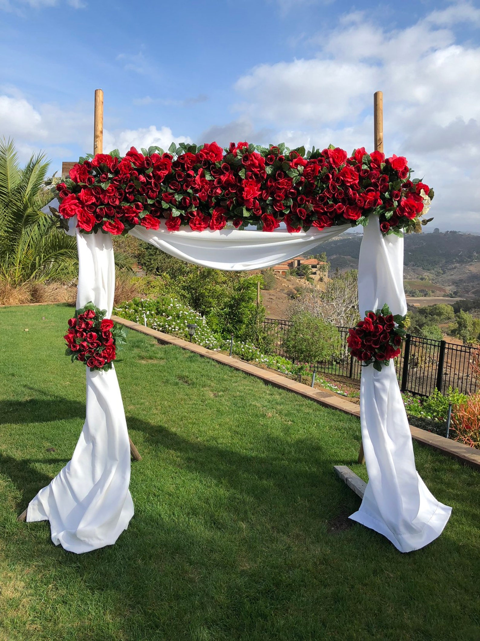 Red Rose Wedding Arch Swags Red Wedding Flower Package Etsy