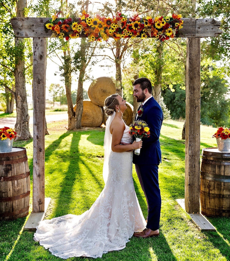 Wedding Arch Flowers Rustic Wedding Arch Swag Sunflower | Etsy