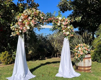 Ivory Dusty Rose Wedding Arch Flowers, Customized Wedding Arbor Chuppah Ivory Dusty Rose Ceremony Floral, Sweetheart Table Barrel Topper