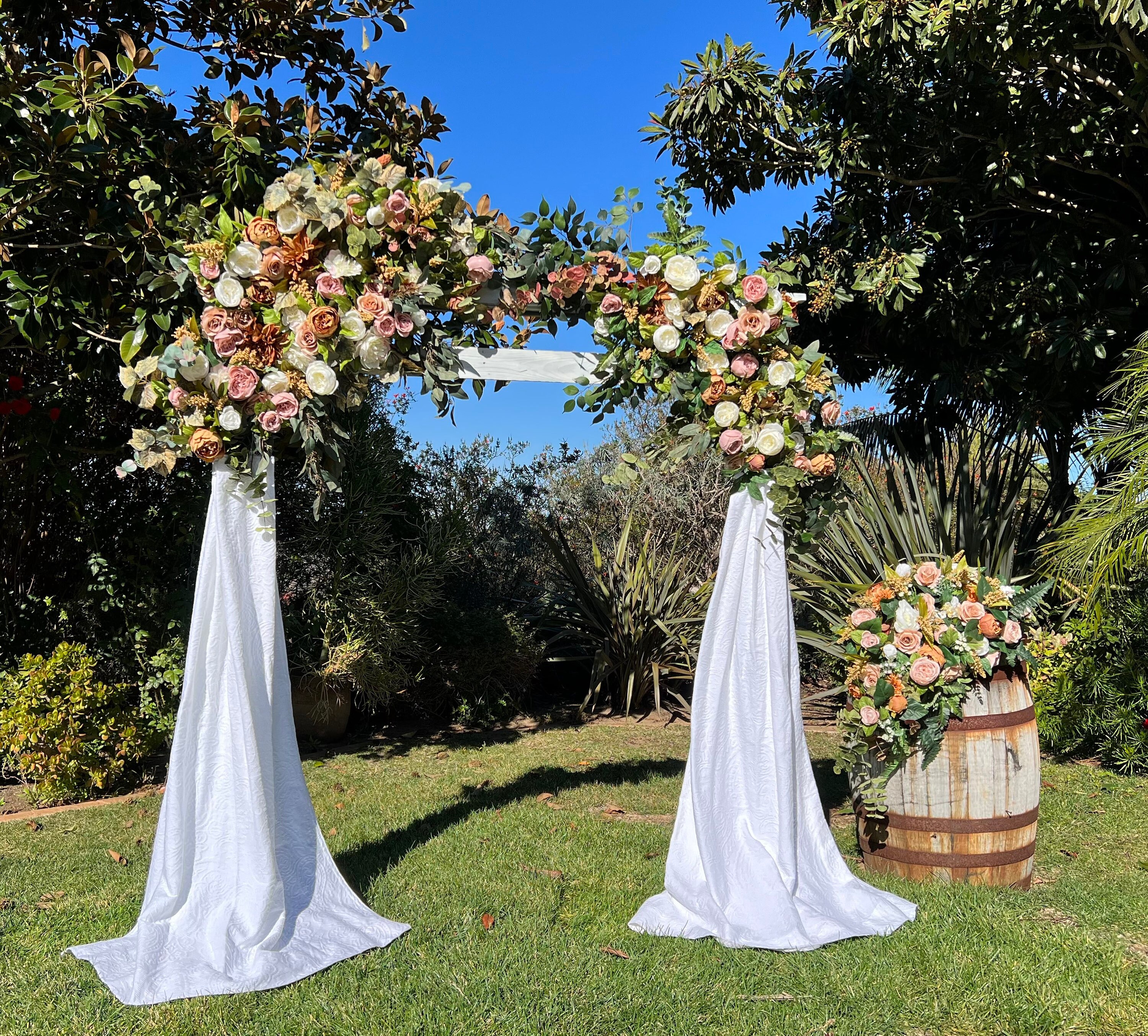 Ivory Dusty Rose Wedding Arch Flowers, Customized Wedding Arbor Chuppah ...