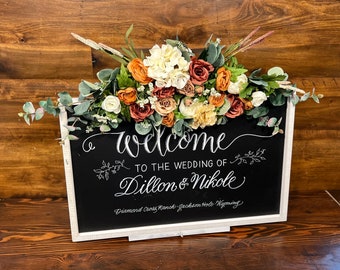 Orange Brown Terracotta Cinnamon Wedding Sign Flowers Boho Brown Wedding Arrangement White Eucalyptus Faux Flowers Wedding Arch Arrangement