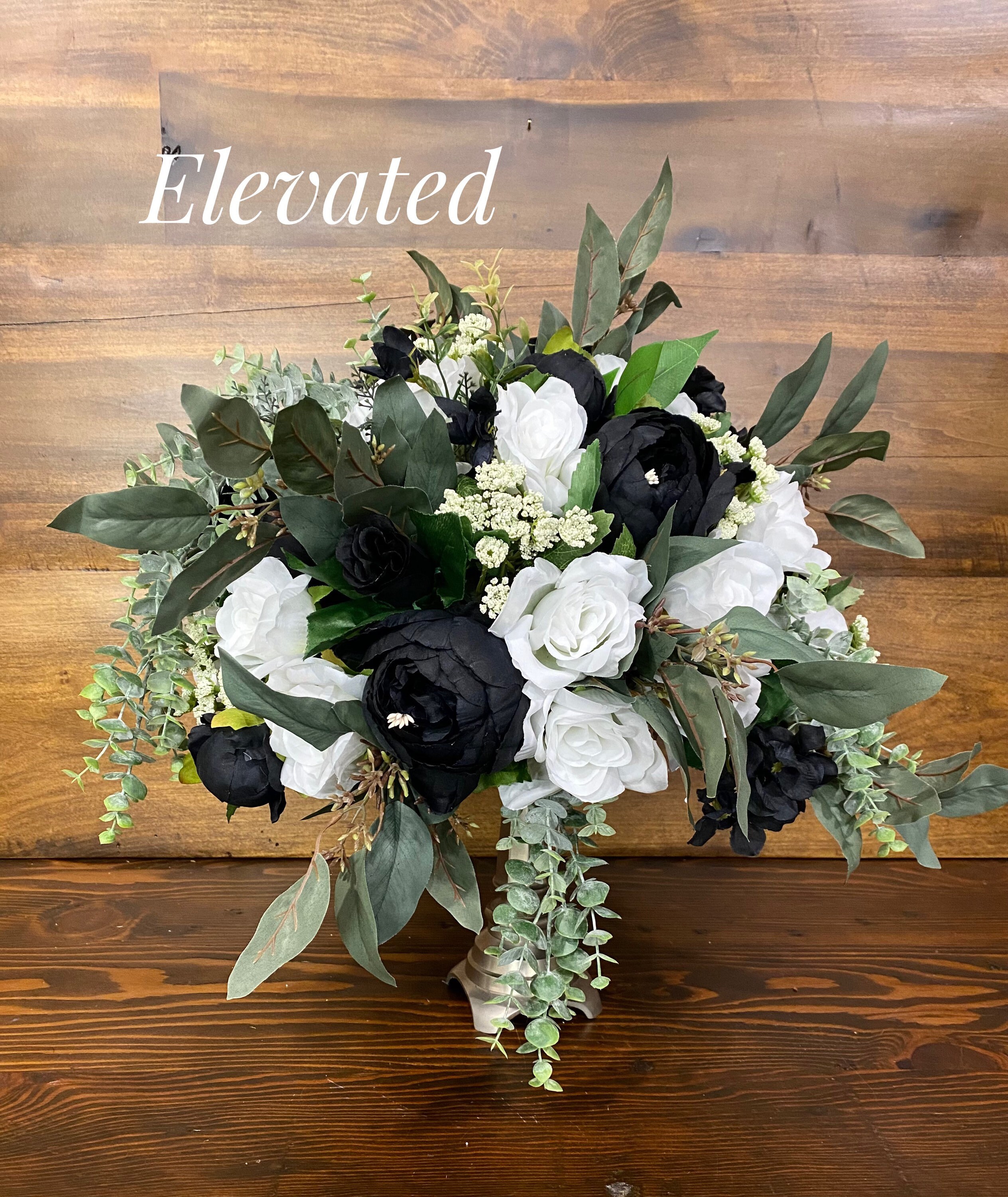 Wedding Centerpiece Black and White Wedding Centerpiece Peony Centerpiece Pillar or Table Top Wedding Centerpieces Black