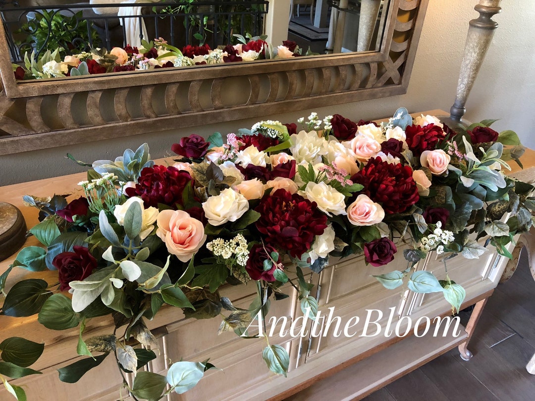 Custom Color Sweetheart Table Arrangements,burgundy Peony Blush Weddings  Flowers,floral Garland Runner,custom Boho Sweetheart Table Flowers - Etsy  Norway, image size:1080x810