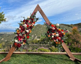 Lush Jewel Tone Wedding Arch Flowers, Custom Wedding Flower Package, Triangle Hexagon Circle Arch Swags, Red Purple Fuchsia Wedding Flowers